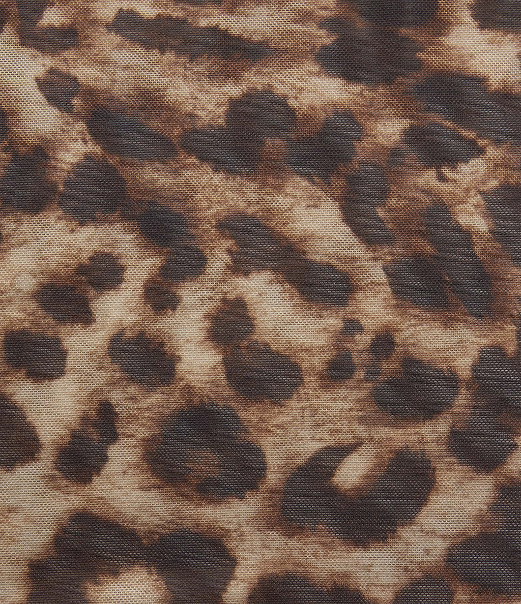 Round Neck Short Sleeve Leopard Print Casual T-Shirt — Black Coffee Leopard Print — view 6