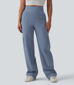 High Waisted Straight Leg Casual Trousers with Pockets — Troposphere — view 3