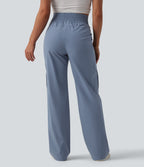 High Waisted Straight Leg Casual Trousers with Pockets — Troposphere — view 2