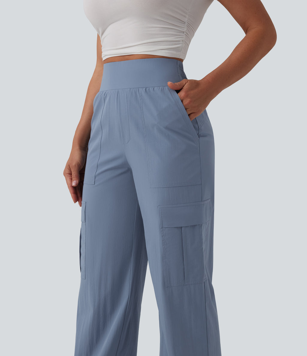 High Waisted Straight Leg Casual Trousers with Pockets — Troposphere — view 4