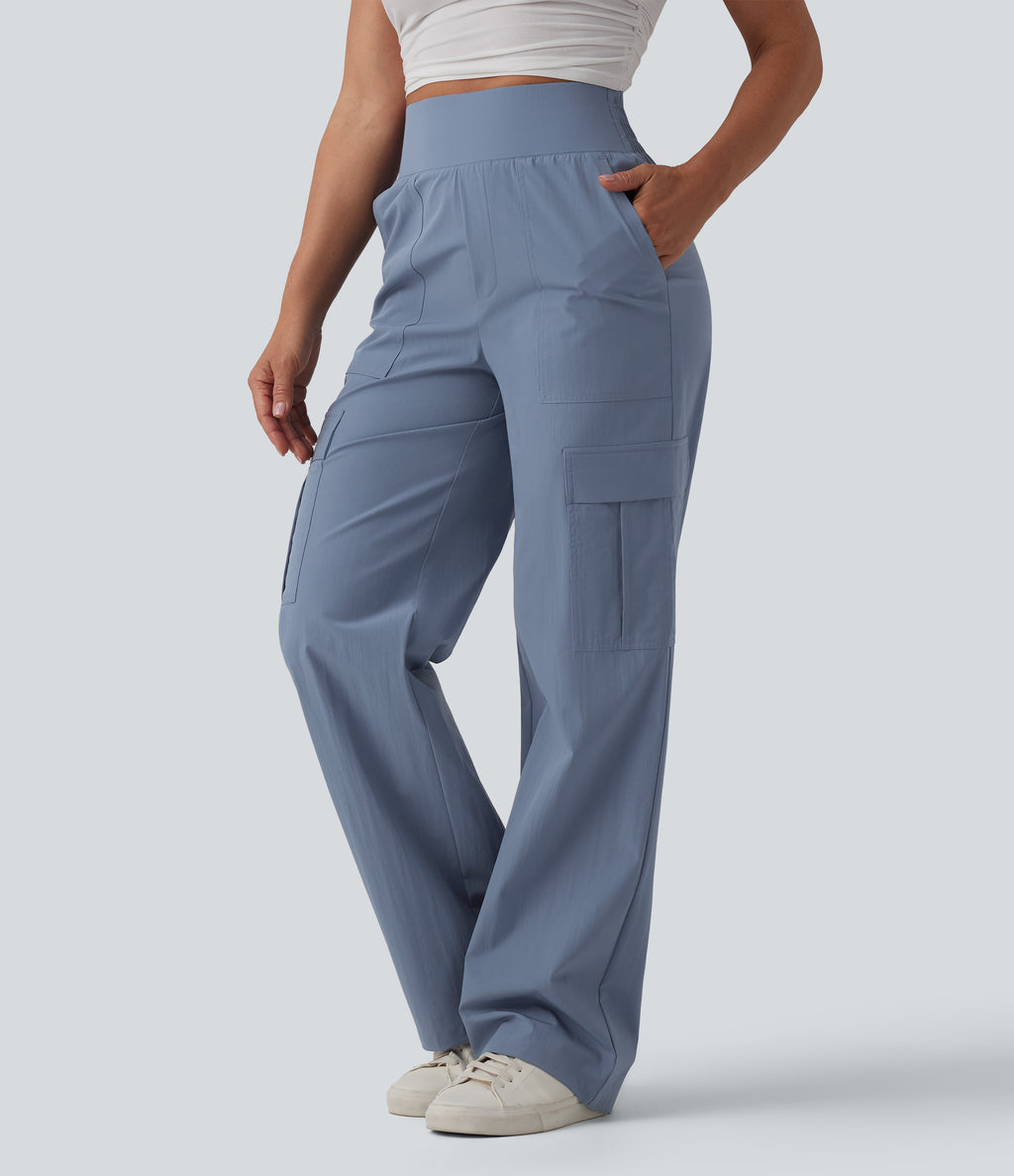 High Waisted Straight Leg Casual Trousers with Pockets — Troposphere — view 1