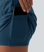 Airy High Waisted Tummy Control 2-in-1 InstantCool Yoga Shorts 5'' with Pockets — Majolica Blue — view 8