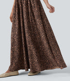 Printed Flowy Maxi Casual Slip Dress with Pockets — Classic Leopard — view 6