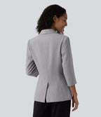 Shawl Collar 3/4 Sleeve Work Blazer with Pockets — Cityscape — view 2