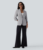 Shawl Collar 3/4 Sleeve Work Blazer with Pockets — Cityscape — view 6