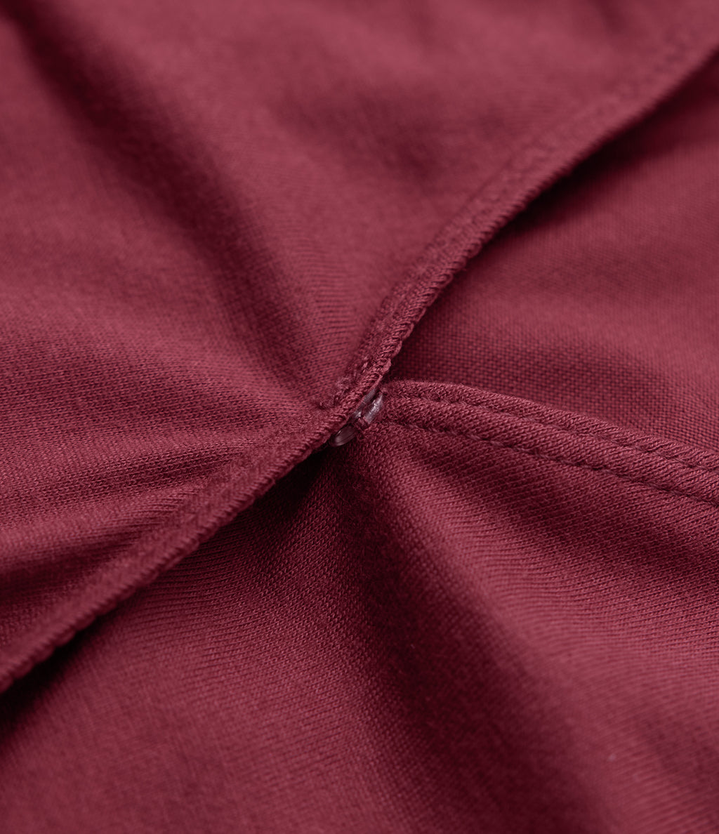 V Neck Short Sleeve Tie Back Bodycon Micro Mini Casual Dress — Tibetan Red — view 7
