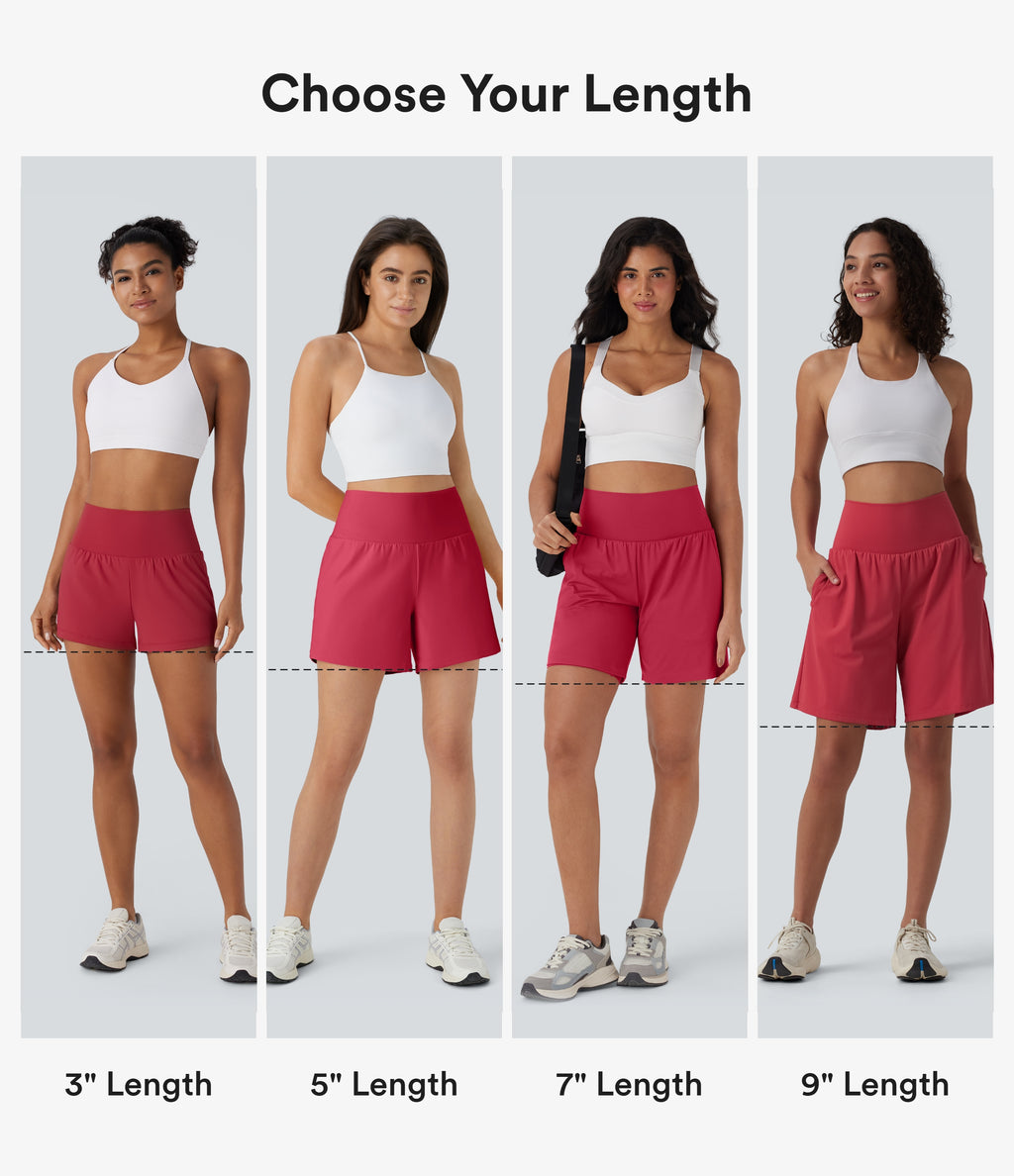 Airy Super High Waisted 2-in-1 InstantCool Yoga Shorts 9" with Pockets — Winterberry — view 3