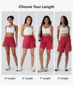 Airy Super High Waisted 2-in-1 InstantCool Yoga Shorts 9" with Pockets — Winterberry — view 3