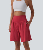Airy Super High Waisted 2-in-1 InstantCool Yoga Shorts 9" with Pockets — Winterberry — view 7