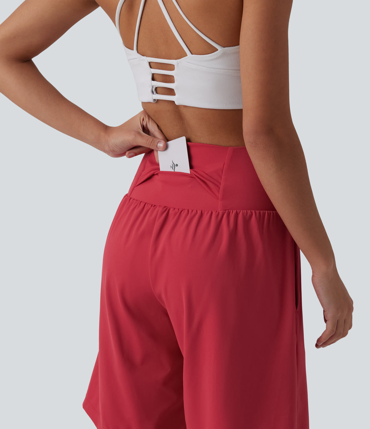 Airy Super High Waisted 2-in-1 InstantCool Yoga Shorts 9" with Pockets — Winterberry — view 6
