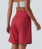 Airy Super High Waisted 2-in-1 InstantCool Yoga Shorts 9" with Pockets — Winterberry — view 4