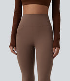 High Waisted Tummy Control Bootcut Yoga Leggings with Pockets — Sepia — view 5