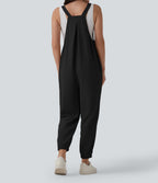 Waffle Casual Maternity Jogger Dungarees with Pockets — Black — view 2