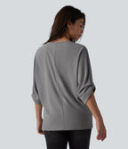 Wrinkle Recovery V Neck Long Sleeve Work Blouse — Griffin — view 2