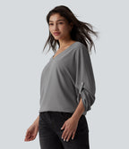 Wrinkle Recovery V Neck Long Sleeve Work Blouse — Griffin — view 3