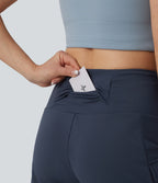 Mid Rise Cargo Yoga Baggy Shorts with Pockets — Deep Navy — view 4