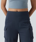 Mid Rise Cargo Yoga Baggy Shorts with Pockets — Deep Navy — view 5