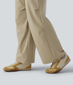 Mid Rise Drawstring Ruched Baggy Stretchy Poplin Casual Parachute Trousers with Pockets — Fields of Rye — view 5