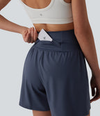 Airy High Waisted Pockets InstantCool Yoga Shorts 5'' — Mood Indigo — view 5