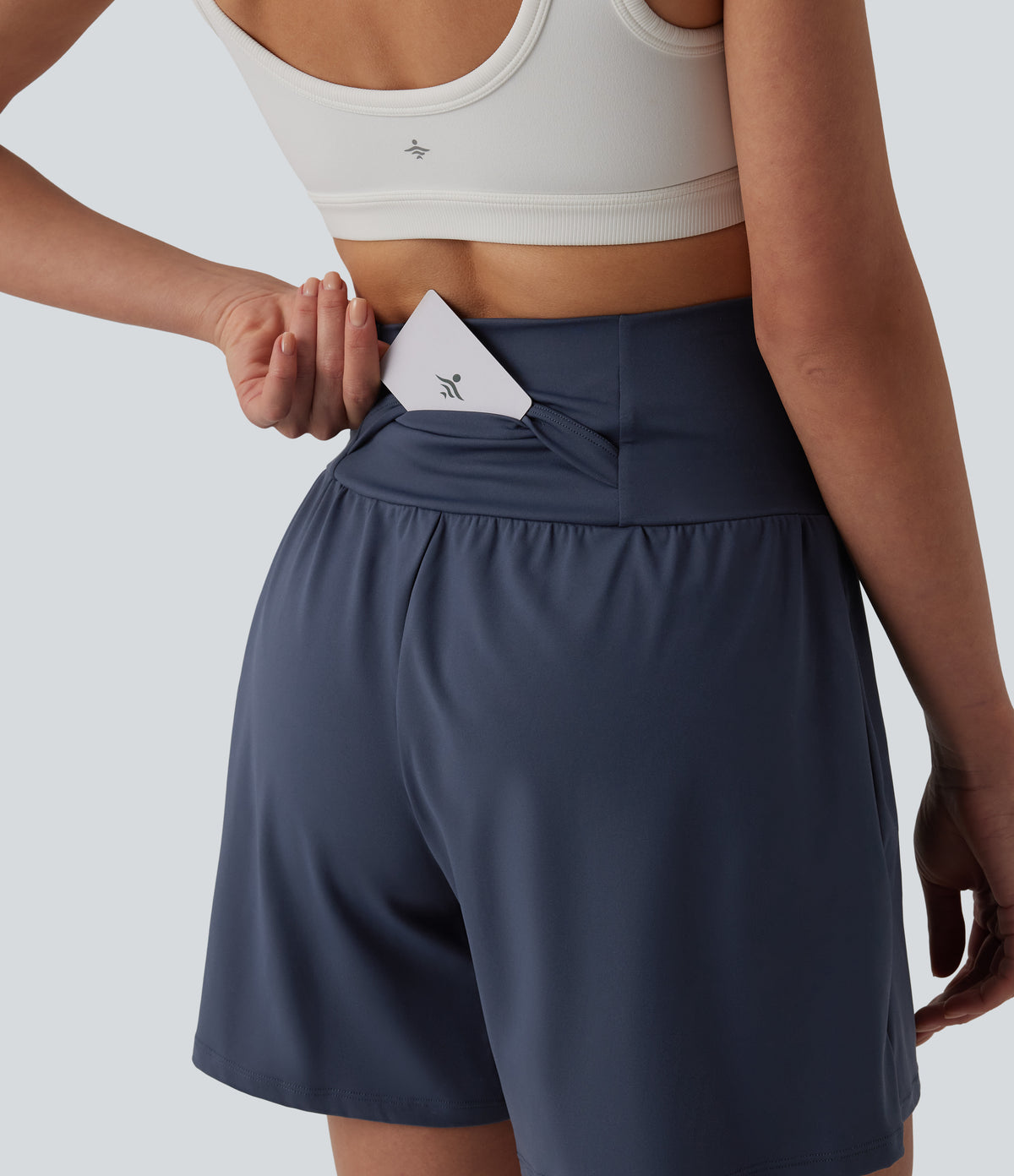 Airy High Waisted Pockets InstantCool Yoga Shorts 5'' — Mood Indigo — view 5