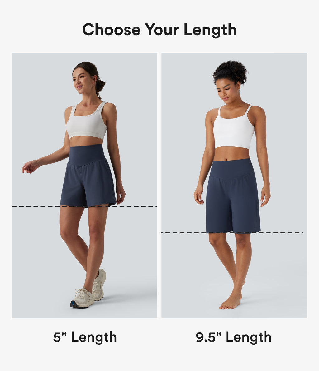 Airy High Waisted Pockets InstantCool Yoga Shorts 5'' — Mood Indigo — view 2