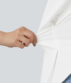 Long Sleeve Curved Hem Casual Shirt — White — view 5