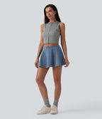 Mid Rise A-ine Denim Casual Skort — Malibu Blue Denim — view 5