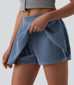 Mid Rise A-ine Denim Casual Skort — Malibu Blue Denim — view 4