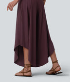 High Waisted Tummy Control Ruffle Hem Baggy Trousers with Pockets — Fig — view 5