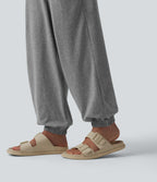 High Waisted Drawstring Wide Leg Casual Joggers with Pockets — Fog Gray — view 5