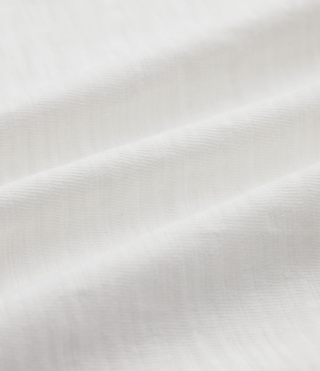 Sweetheart Neck Roll Short Sleeve Relaxed Casual Slubbed Cotton T-Shirt with Pocket — White — view 7