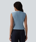V Neck Sleeveless Work Blouse — Angel Falls — view 2