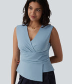 V Neck Sleeveless Work Blouse — Angel Falls — view 4
