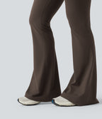 High Waisted Scrunch Butt Lifting Tummy Control Shaping Yoga Flare Leggings with Pockets — Hot Fudge — view 4