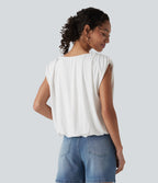 V Neck Sleeveless Casual Top — Jasmine White — view 2