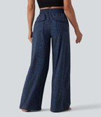 Mid Rise Leopard Print Dance Trousers with Pockets — Midnight Leopard — view 1