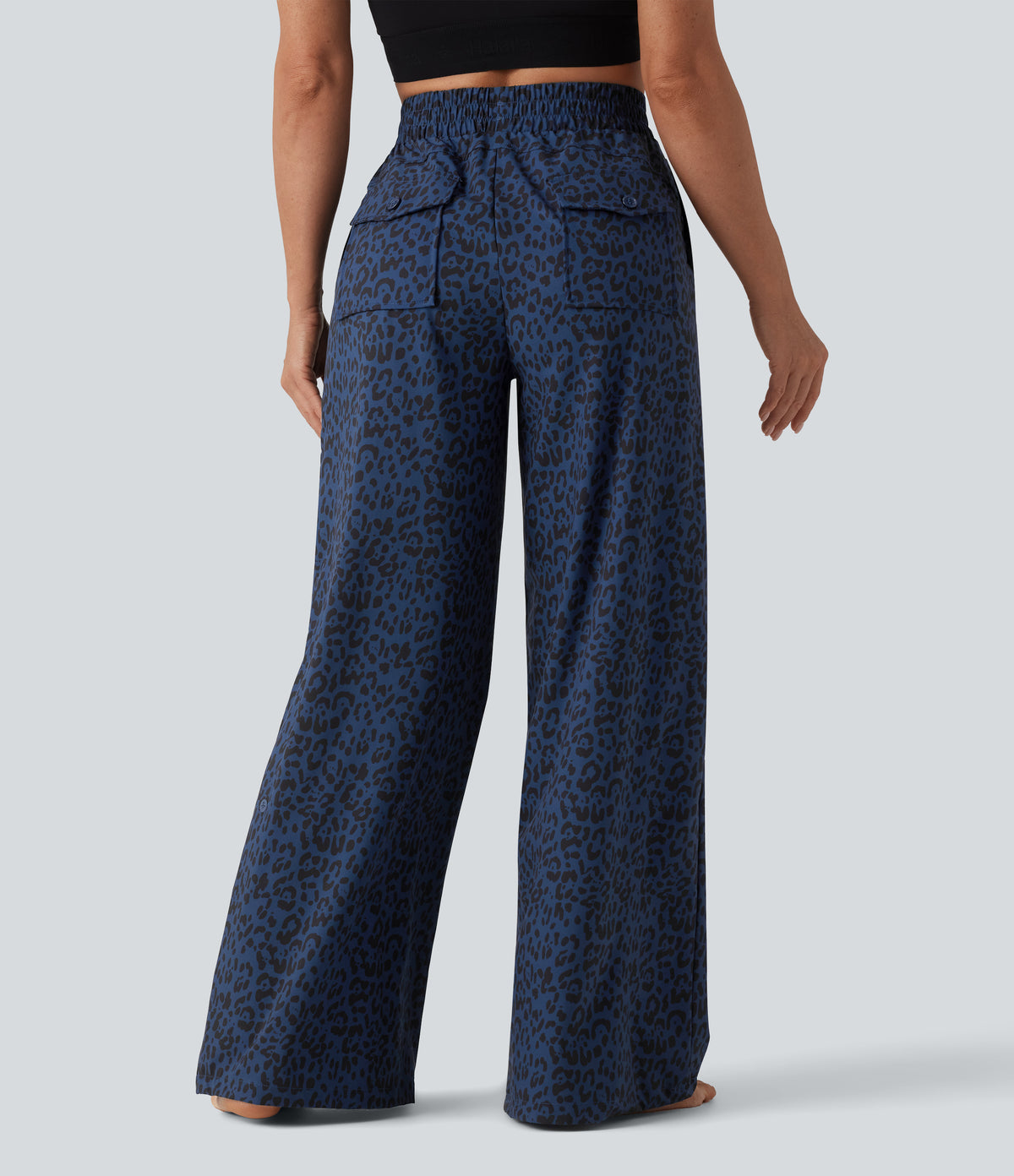 Mid Rise Leopard Print Dance Trousers with Pockets — Midnight Leopard — view 1