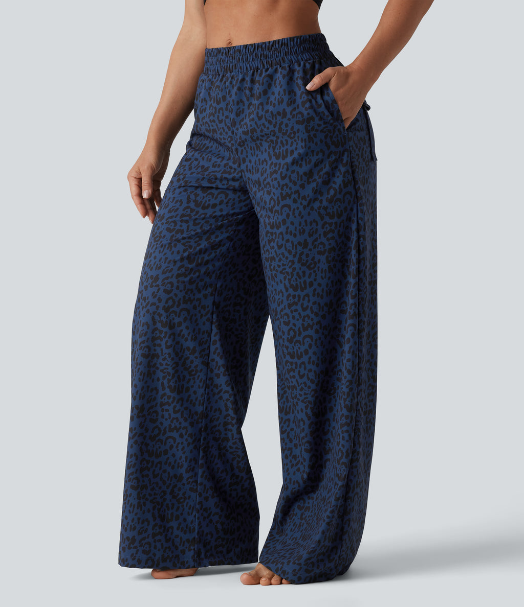 Mid Rise Leopard Print Dance Trousers with Pockets — Midnight Leopard — view 3