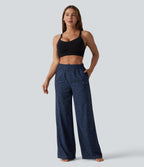 Mid Rise Leopard Print Dance Trousers with Pockets — Midnight Leopard — view 5