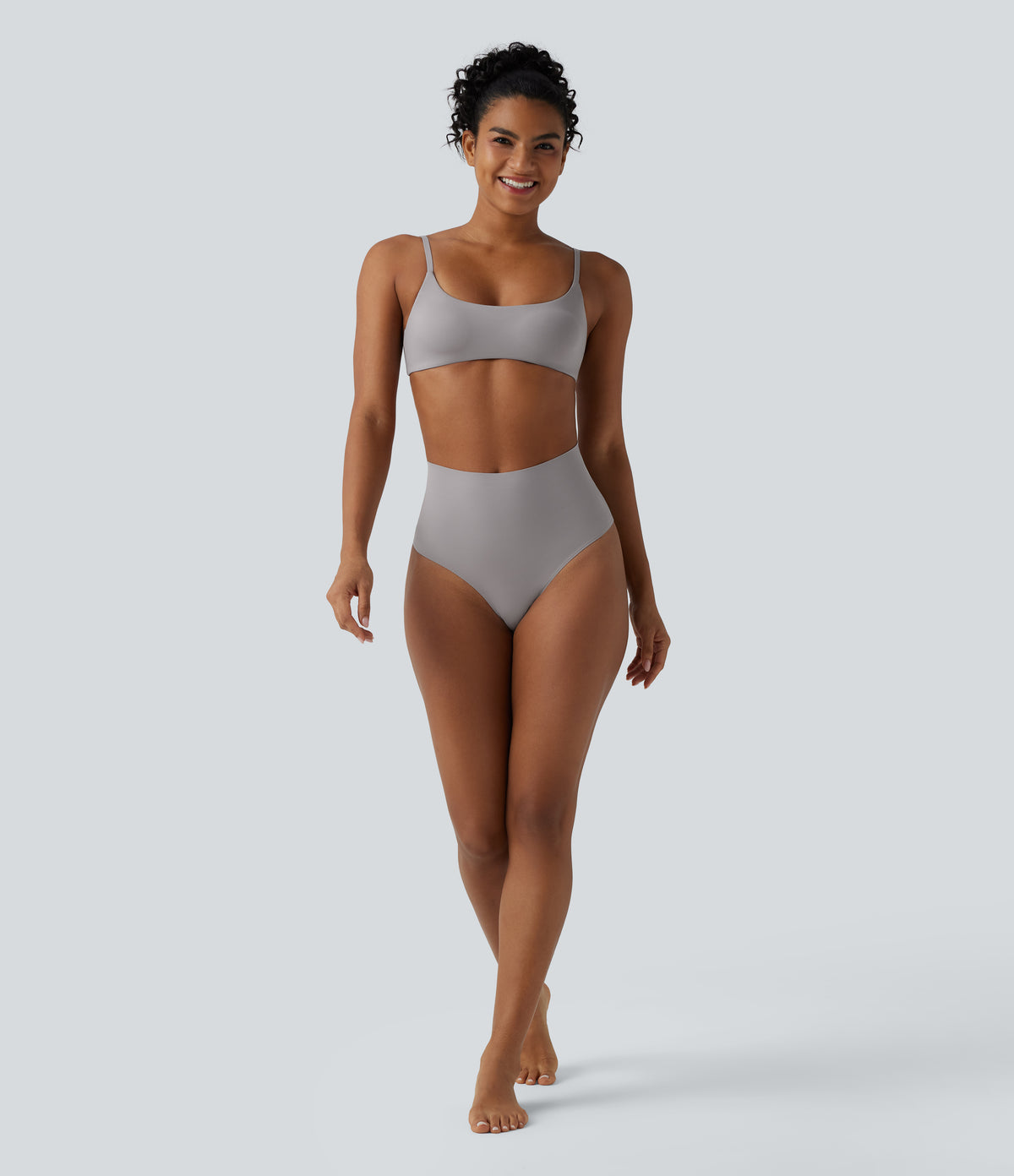 Adjustable Straps Lounge Bralette A-D Cups — Steel Gray — view 4