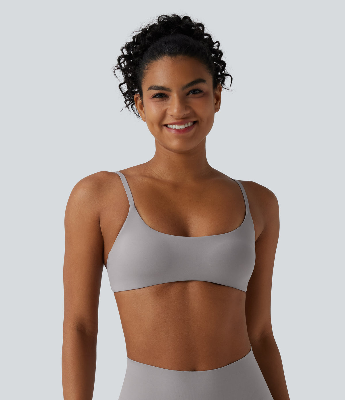 Adjustable Straps Lounge Bralette A-D Cups — Steel Gray — view 2