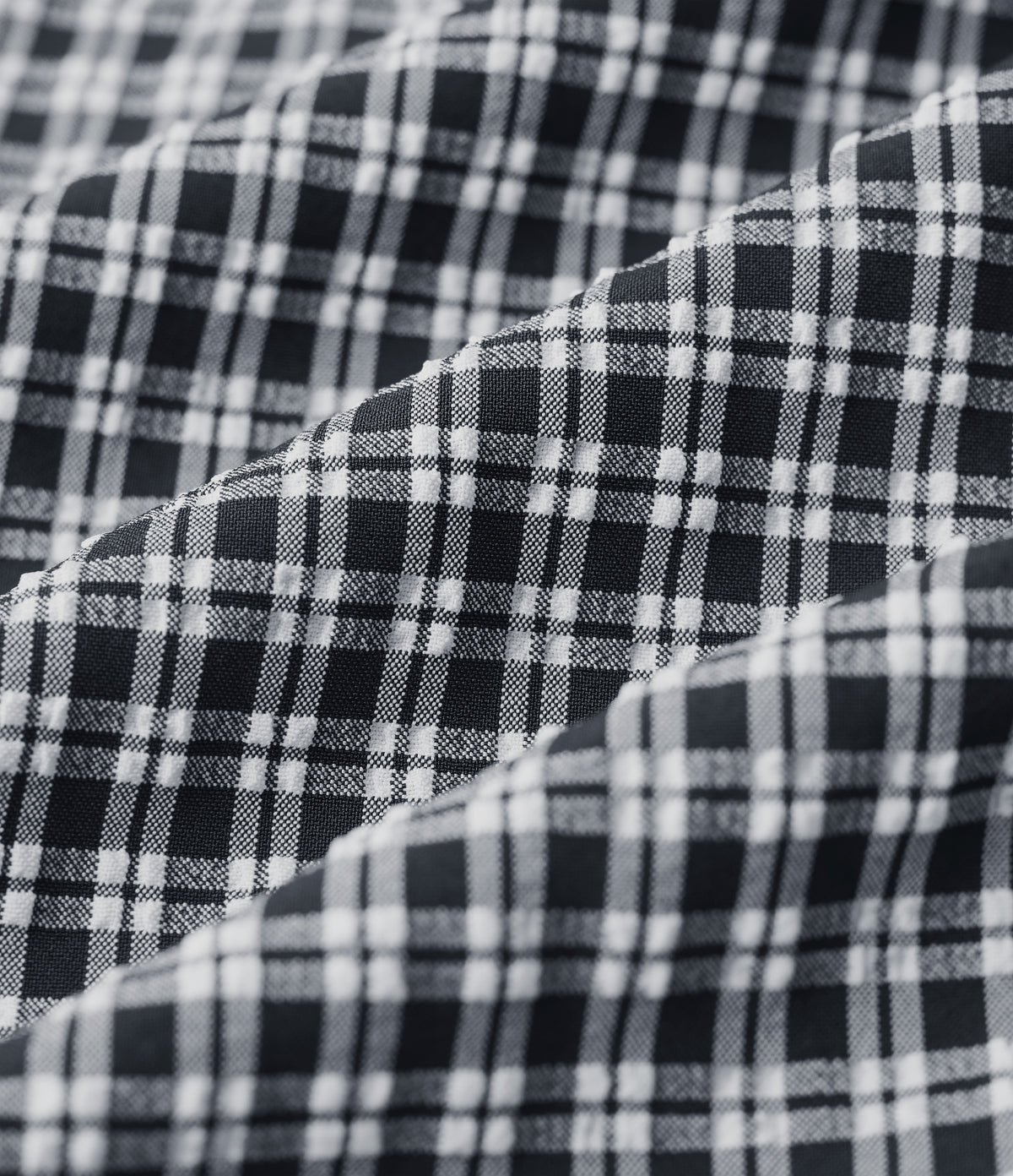 Mid Rise Drawstring Straight Leg Gingham Casual Trousers with Pockets — Monochrome Check — view 7