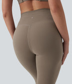 High Waisted Drawstring 7/8 Camping Cargo Leggings with Pockets — Dawn Brown — view 6