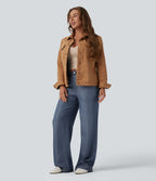 Mid Rise Draped Casual Lyocell Straight Leg Jeans with Pockets — Estate Blue Denim — view 5