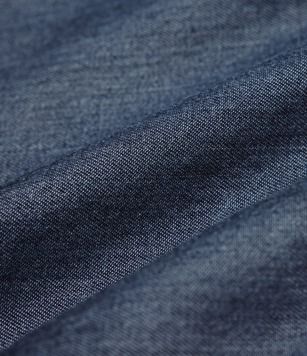 Mid Rise Draped Casual Lyocell Straight Leg Jeans with Pockets — Estate Blue Denim — view 6