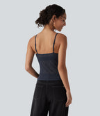 Sheer Lace Floral Tank Top — Mood Indigo — view 2