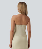 Halter Casual Linen-Blend Tank Top — Desert Veil — view 2