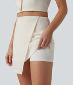 Mid Rise 2-in-1 Mini Casual Linen-Blend Skirt — Ivory Mirage — view 4