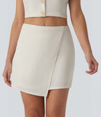 Mid Rise 2-in-1 Mini Casual Linen-Blend Skirt — Ivory Mirage — view 1