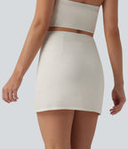 Mid Rise 2-in-1 Mini Casual Linen-Blend Skirt — Ivory Mirage — view 2